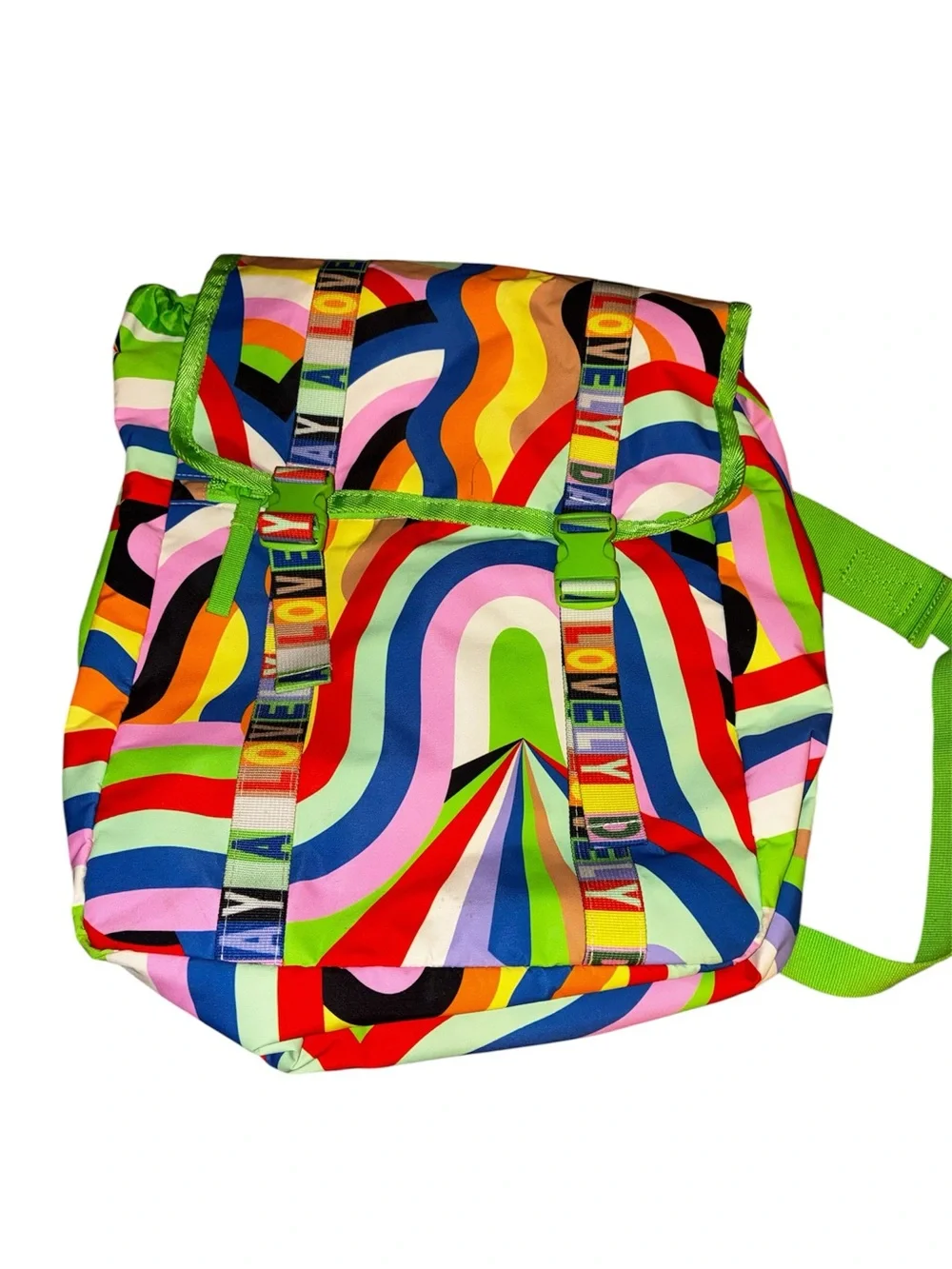 H&M Lakwena children's backpack featuring a vibrant, multicolored 